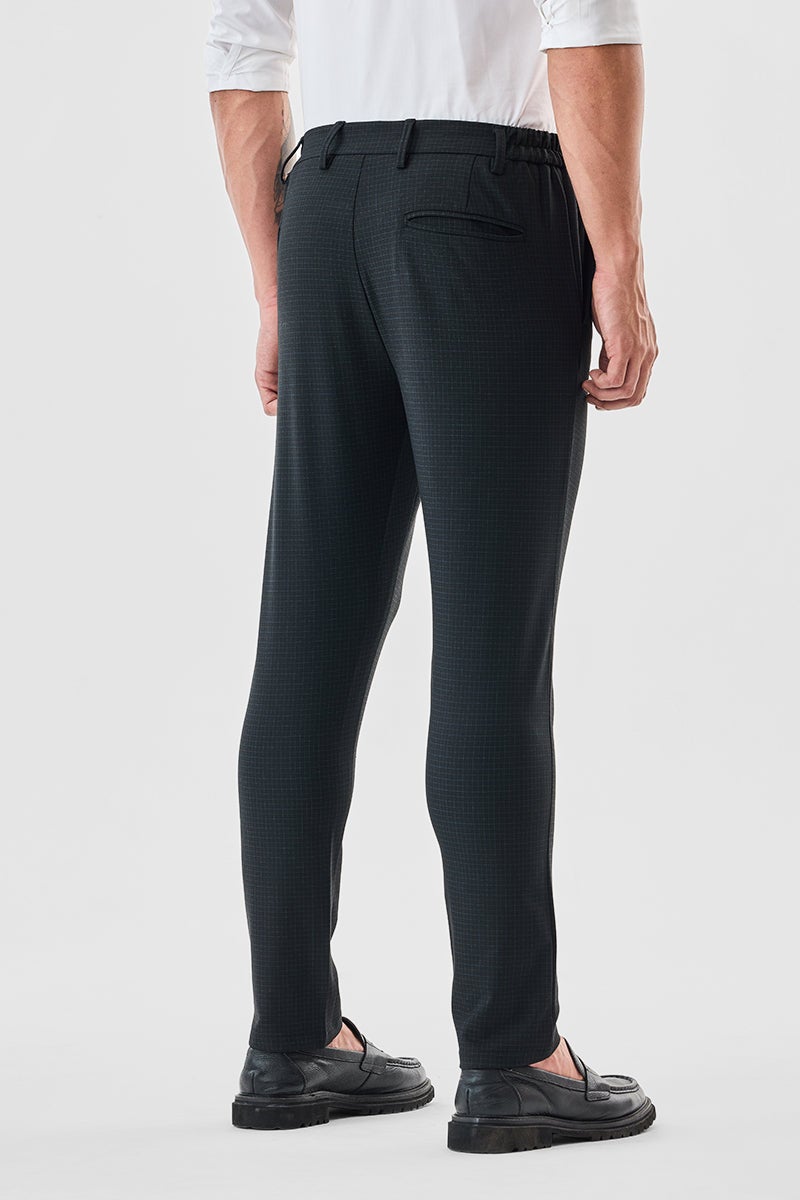 SNITCH Checks Slim Fit Stretch Trousers - Image 5