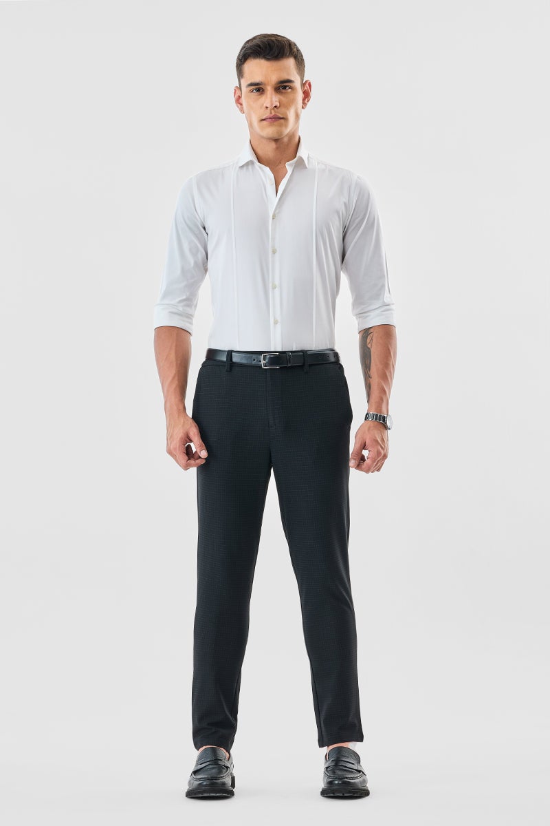 SNITCH Checks Slim Fit Stretch Trousers - Image 3
