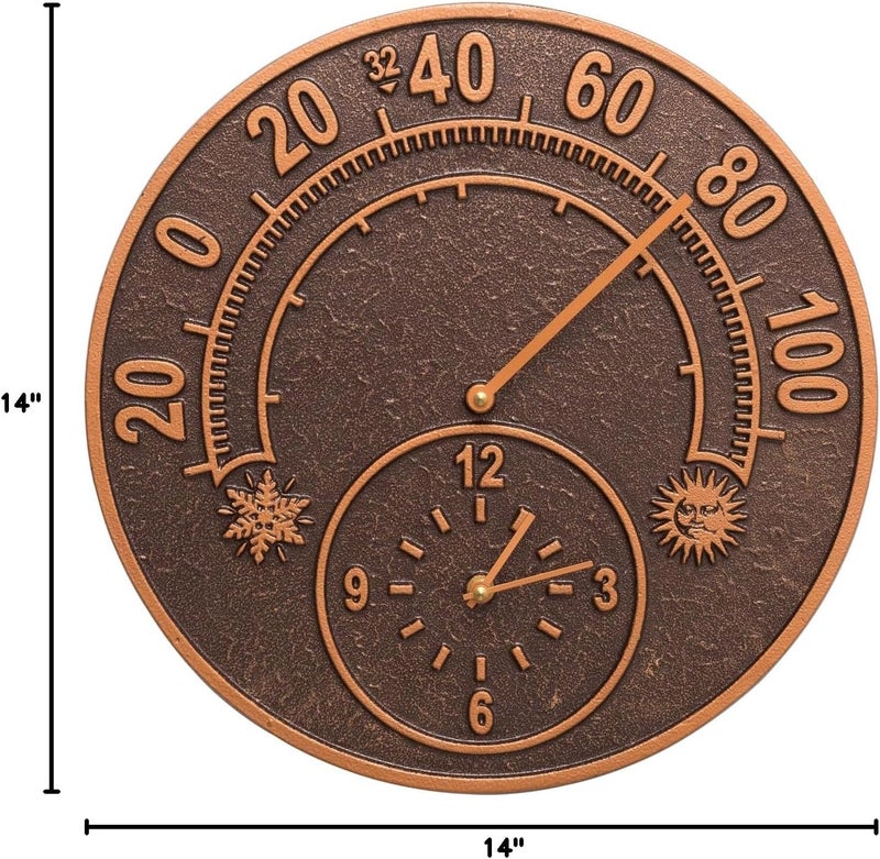 Whitehall Products Solstice Thermometer Clock, Antique Copper - Image 5