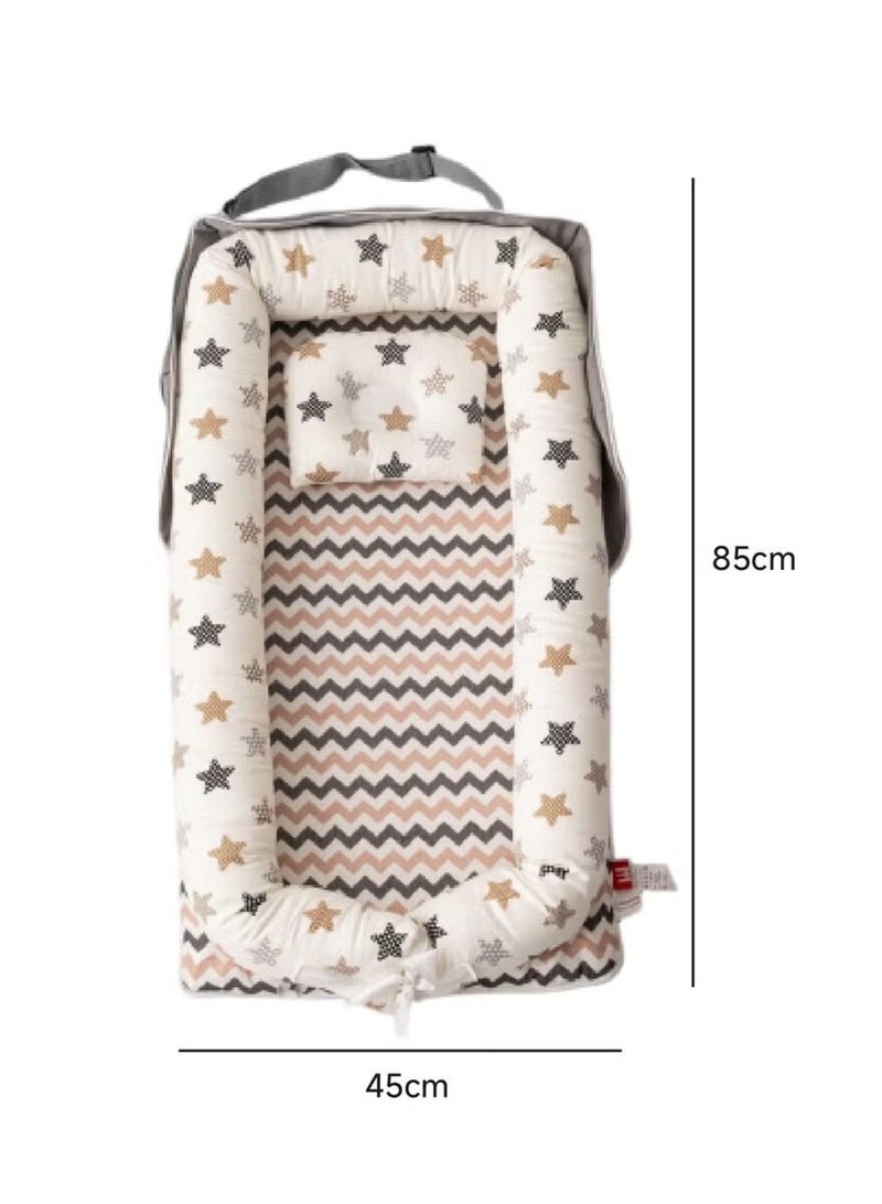 AGREON Baby Lounger for Newborn to Toddler 0-24 Months - Portable Infant Lounger Bed with Breathable Cotton, Adjustable Size & Lengthen Space Travel Strap for Home, Outdoor (BROWN) - Image 4