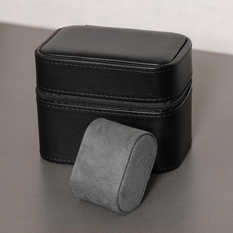 ROTHWELL 2 Watch Travel Case Storage Organizer for 2 Watches | Tough Portable Protection w/Zipper Fits All Wristwatches & Smart Watches Up to 50mm (Black/Grey) - Image 4