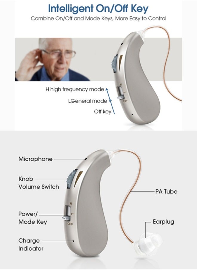 Chixing Hearing Aids for Seniors Rechargeable, Adults Hearing Amplifiers For Severe Hearing Loss, Invisible In Ear Hearing Assist Devices, BTE Hearing Aid with Charging Case, Silver  - Image 3