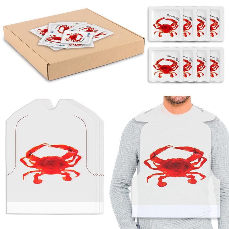 100 Pcs Disposable Crab Bibs for Adults