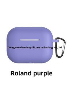 For Airpods Pro Bluetooth Headset Protective Case Apple 3 Generation Earphone Case Thickened Silicone Case Flat Bottom One-Piece-Color:Violet Earpiece Case Hook Pearlescent Bag Packaging-Applicable