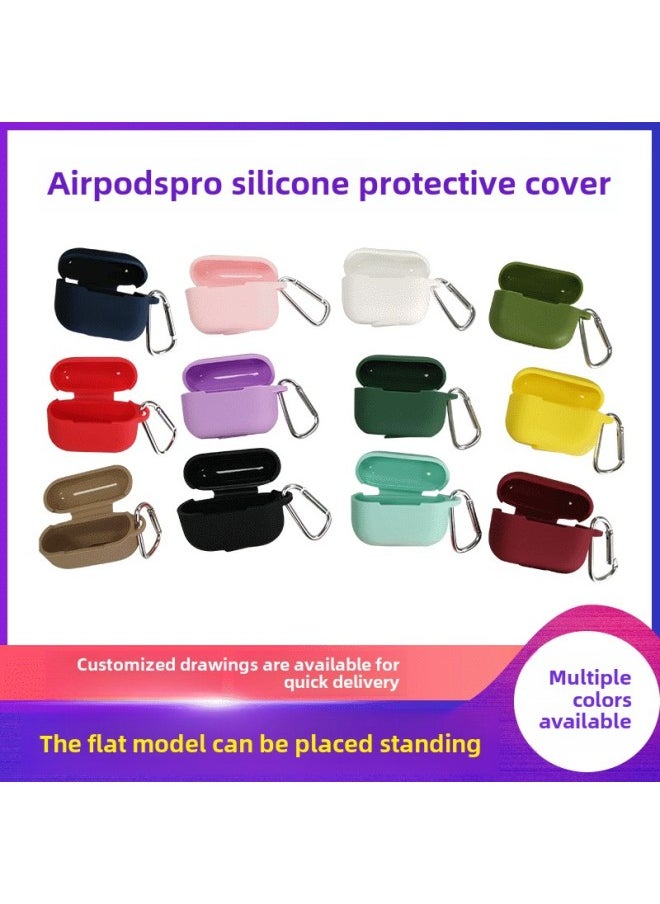 Generic - For Airpods Pro Bluetooth Headset Protective Case Apple 3 Generation Earphone Case Thickened Silicone Case Flat Bottom One-Piece-Color:Violet Earpiece Case Hook Pearlescent Bag Packaging-Applicable - Image 1