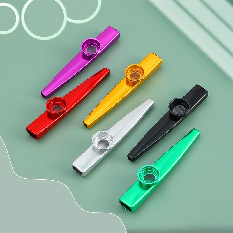 Fansjoy مجموعة فوانسجوي كازو 6 قطع، كازو معدني متعدد مع 12 غشاء فلوت لعشاق الموسيقى المبتدئين - Image 4