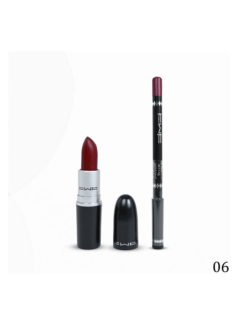 Lip liner with glossy lipstick