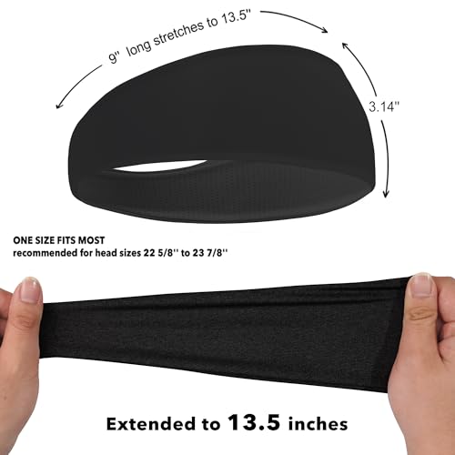 CellElection 5 حزمة رباط رأس رياضي أسود للرجال، تصميم شبكي قابل للتنفس، رباط رأس للرجال يمكن إعادة استخدامه وغسله لليوغا، الجري، تمارين اللياقة البدنية (5 أسود) - Image 5