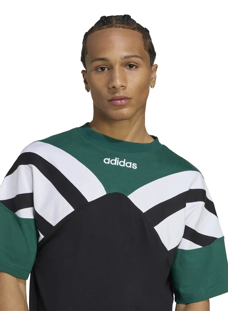 adidas Originals 3 Stripe Colour Block Cutline T-Shirt