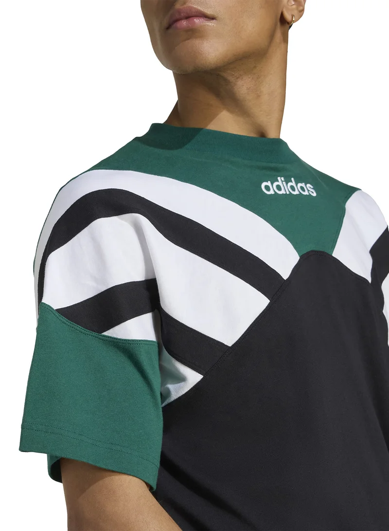 adidas Originals 3 Stripe Colour Block Cutline T-Shirt
