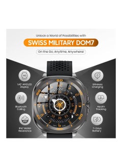 SWISS MILITARY Swiss Military DOM7 Smartwatch 1.43" AMOLED, Bluetooth Calling, Multi Language, Health & Sports Tracking, Wireless Charging, 7 Days Battery, IP67, iOS/Android Compatible, Gun Metal Frame & Black Strap  - Image 3