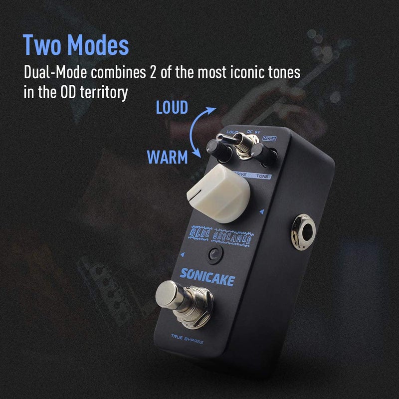 SONICAKE QSS-02 Blue Skreamer Overdrive Effect Pedal Dual-Mode With Warm Iconic TS-style Drive Sound Guitar Pedal - Image 3