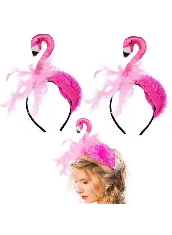سيمبل بوليمر عصابة رأس بسيطة من البوليمر مكونة من 3 قطع على شكل طائر الفلامنغو من هاواي وغطاء رأس على شكل طائر الفلامنغو وطوق شعر لحفلات الكرنفال الاستوائية وإكسسوارات الشعر - Image 1