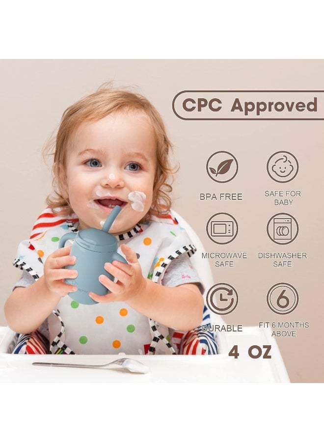 Cuddle Campus 100% Silicone Baby Training Cup, Shatterproof Toddler Sippy Cups with Straw, Open Cup for Baby, 6+ Months 4 Oz - Image 4