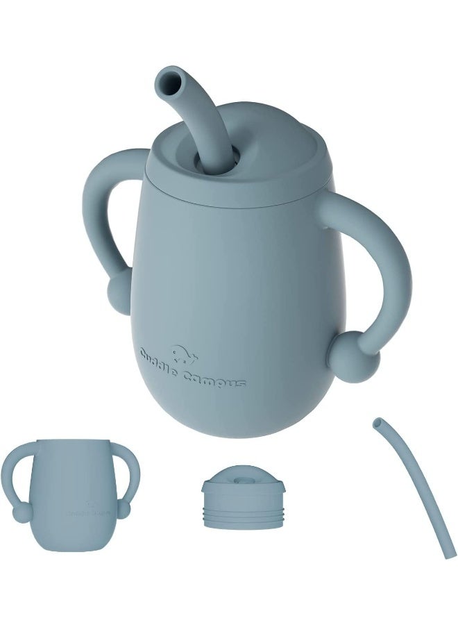 Cuddle Campus 100% Silicone Baby Training Cup, Shatterproof Toddler Sippy Cups with Straw, Open Cup for Baby, 6+ Months 4 Oz - Image 1