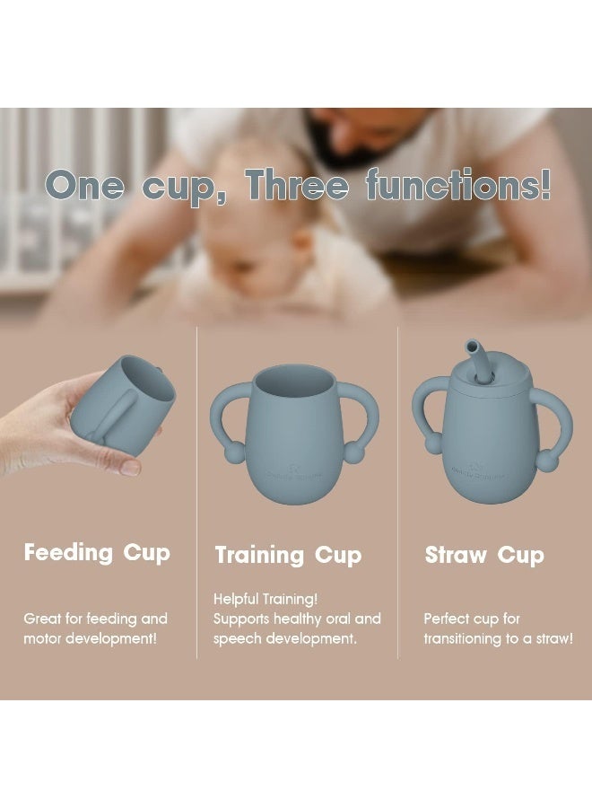 Cuddle Campus 100% Silicone Baby Training Cup, Shatterproof Toddler Sippy Cups with Straw, Open Cup for Baby, 6+ Months 4 Oz - Image 2