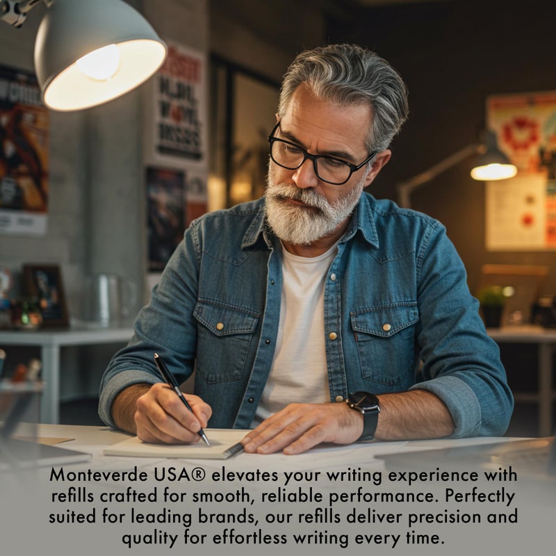 Monteverde إعادة تعبئة قلم حبر جاف مونتيفيردي لتناسب أقلام حبر جاف كروس، نقطة متوسطة، رول ناعم، أزرق / أسود، 2 في العبوة (C132BB) - Image 3