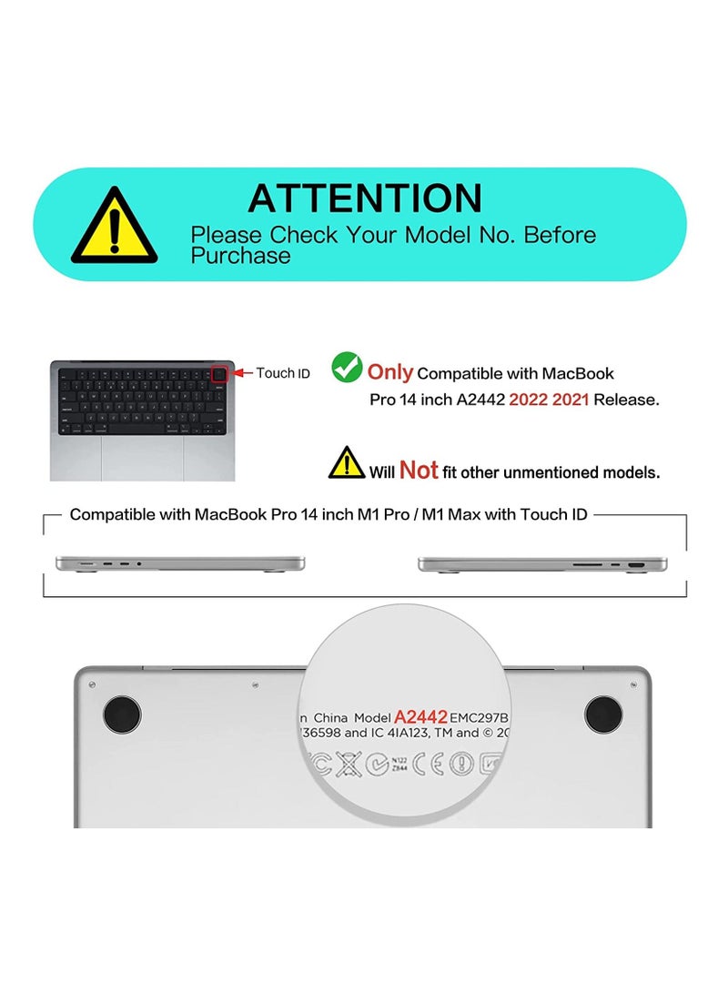 AMM Hard Shell Case US Layout English Keypad Cover and Screen Protector Compatible for Macbook Pro 14-Inch 2021/2022 Release A2442 M1 Pro M1 Max with Liquid Retina XDR Display Touch ID White - Image 2
