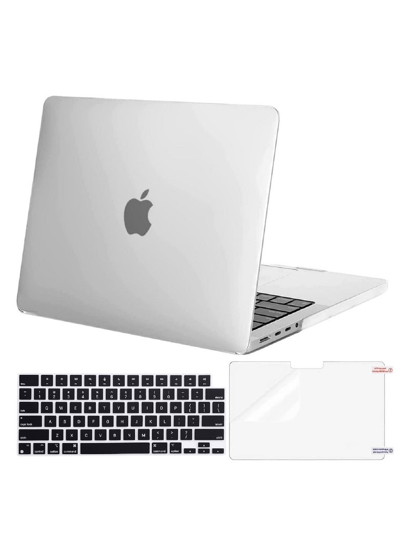 AMM Hard Shell Case US Layout English Keypad Cover and Screen Protector Compatible for Macbook Pro 14-Inch 2021/2022 Release A2442 M1 Pro M1 Max with Liquid Retina XDR Display Touch ID White - Image 1