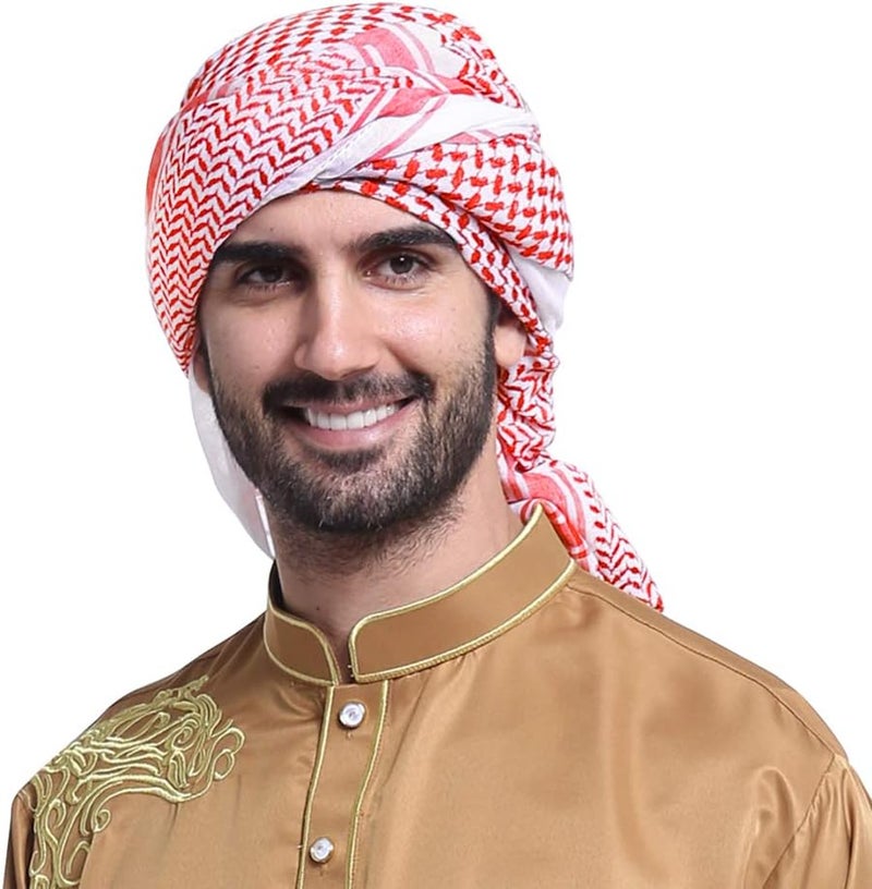 PURFUN Men's Large Arab Shemagh Headscarf Muslim Headcover Shawl Keffiyeh Arabic Scarf - Image 5
