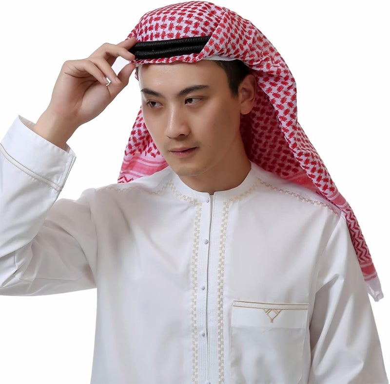 PURFUN Men's Large Arab Shemagh Headscarf Muslim Headcover Shawl Keffiyeh Arabic Scarf - Image 3