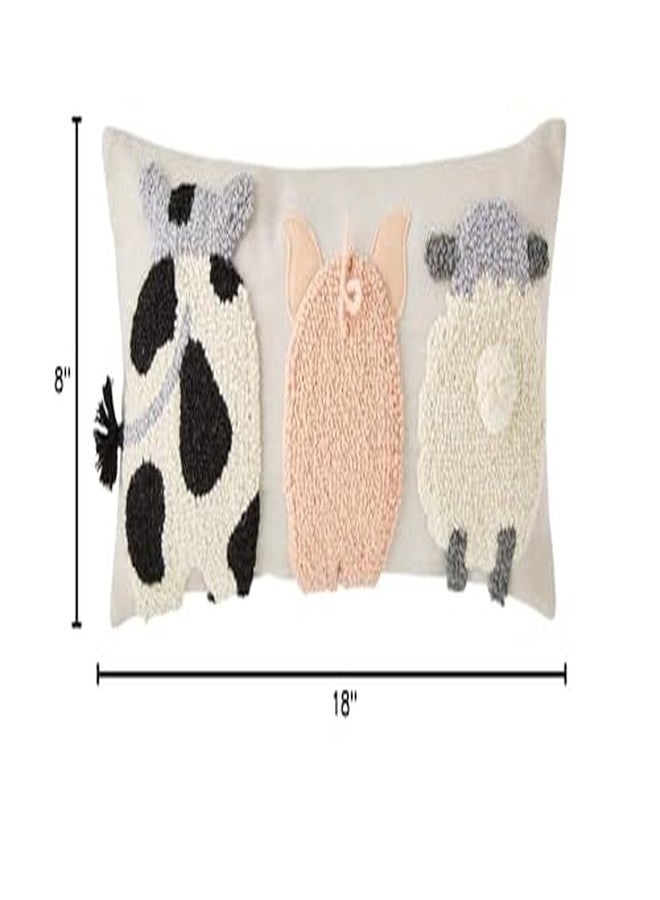 Mud Pie Raised Hook Farm Animal Pillow - Image 3