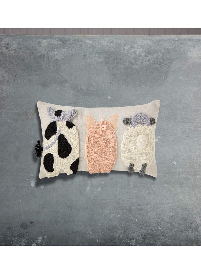 Mud Pie Raised Hook Farm Animal Pillow - Image 2