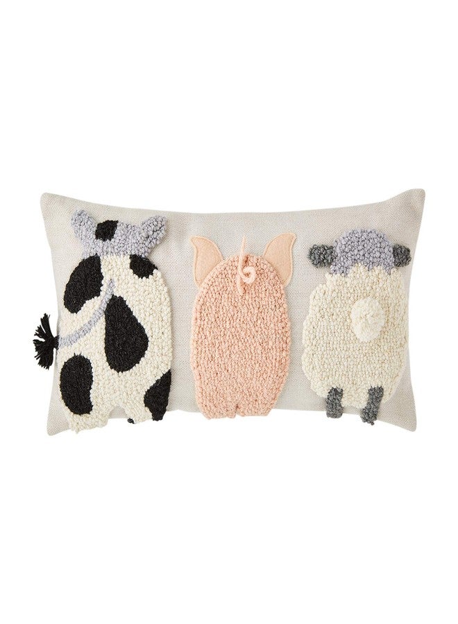 Mud Pie Raised Hook Farm Animal Pillow - Image 1