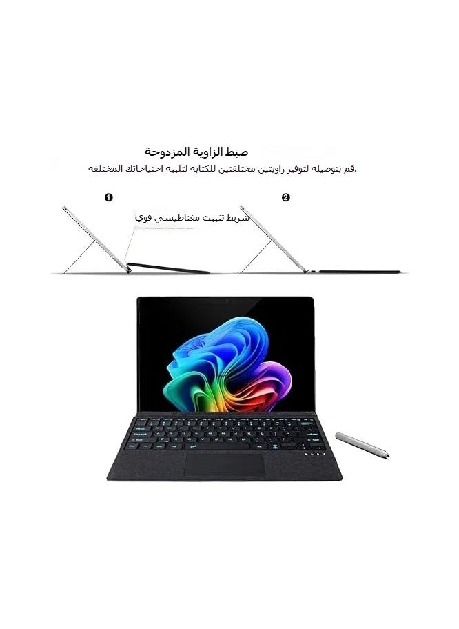 Generic - Bluetooth Keyboard Compatible with Microsoft Surface Pro 11/X/10/9/8, 7-color Keycap Alphabet Backlit Bluetooth Wireless Removable Keyboard with Magnetic Pen Slot - Image 1