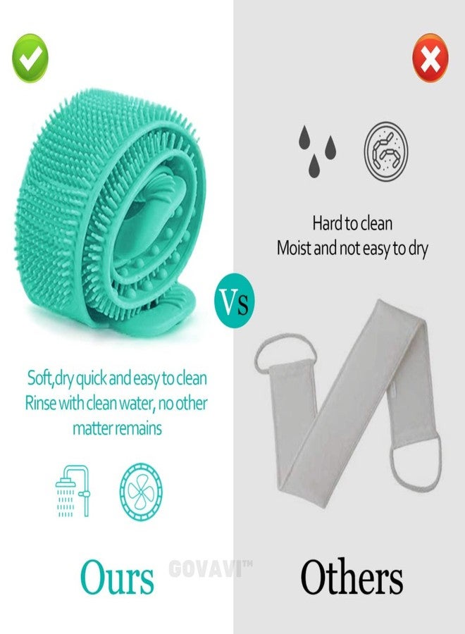 GOVAVI™ Silicone Bath Body Brush, Exfoliating Long Silicone Body Back Scrubber, Strong Rub Back Mud Silica Gel Bath Towel, Silicone Double-Sided Back Scrub-(Multicolor) - Image 4