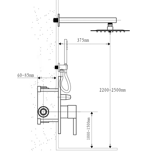 Fransiton Shower Faucet set with Shower head 10 Inches Rainfall Shower Head and Handle Set Single Handle Wall Mounted Shower System Set with Female Threads Valve Body(Brushed Nickel) - Image 4