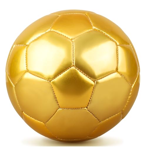 DLUGOPIS Golden Mini Soccer Ball Size 2 Toddler Soccer Ball Small Soccer Ball Kids Soccer Balls Age 38 for Boys Girls Gift Outdoor Grass Game Sport Yard - Image 1