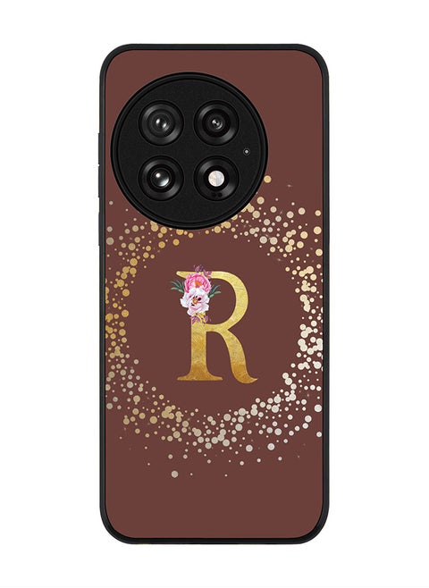 For OnePlus 13 5G Case,Slim fit Camera Protection, Shockproof Thin Phone cover  - Custom Monogram Floral - R  (Brown )