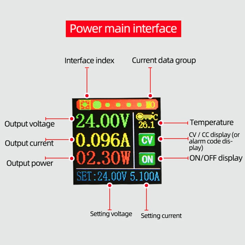 Power Supply: Compact 1.44-Inch LCD Boost Buck - Multi Hardware & Software Protections Digital Control for Electronic Testing, Battery Charging & Industrial Applications - Image 3