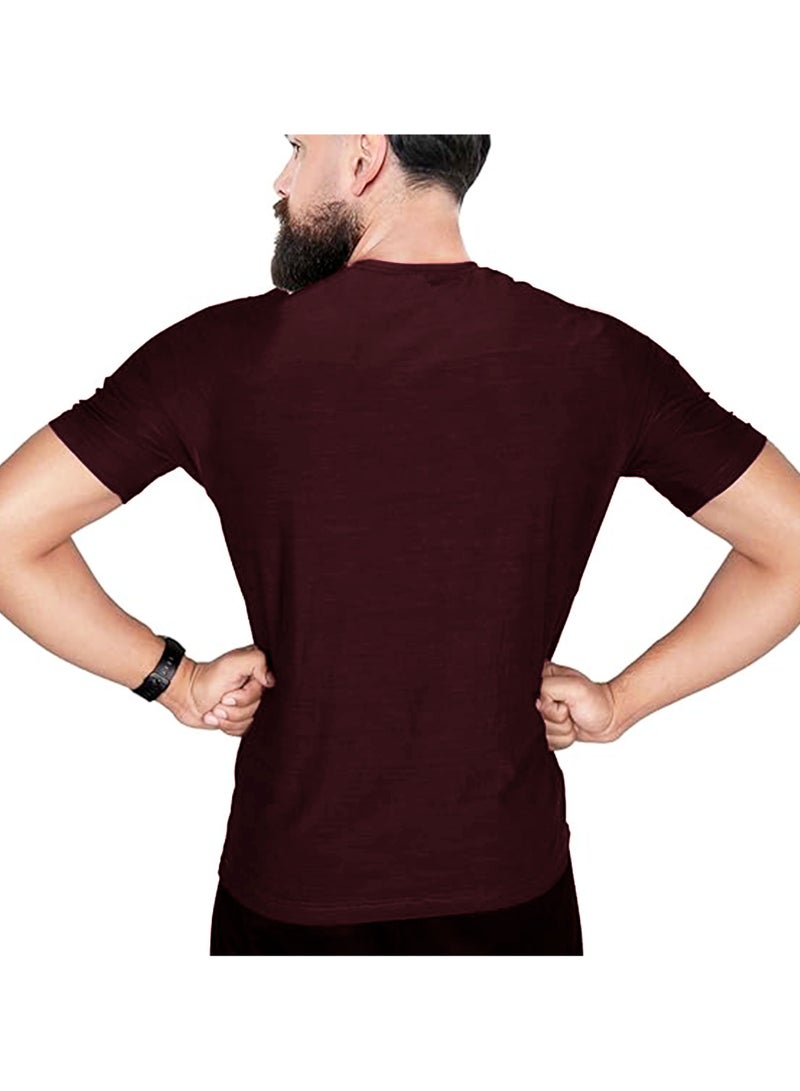 Selecta Now Mens T Shirt 100% Combed Cotton Contrast Panelled Soft Comfortable Wine T Shirt Top & Tees For Mens - Image 2
