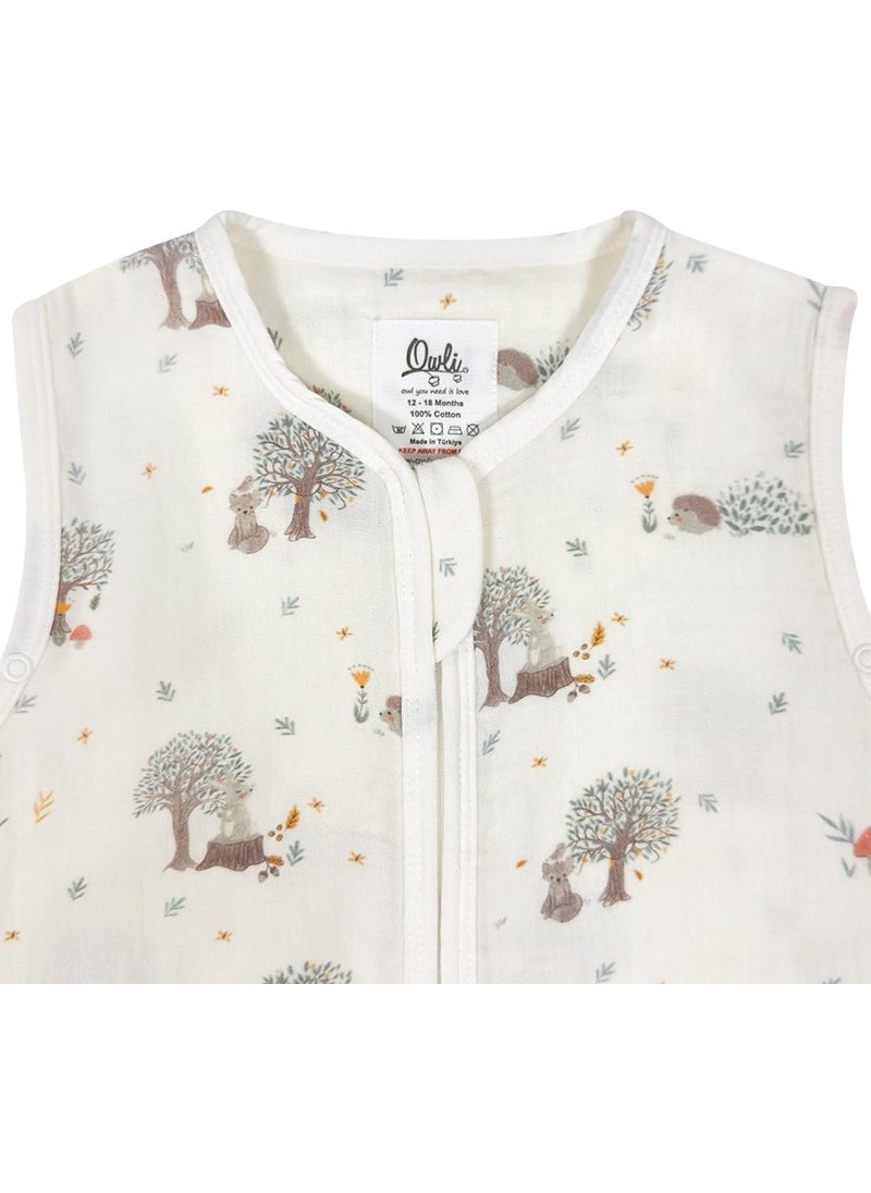 Owli - Lovelayers 2 Layer Muslin Footed Sleeping Bag Forest - Image 1