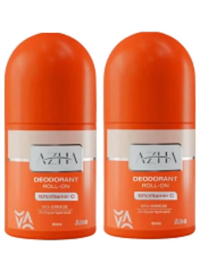 مجموعه من قطعتين مزيل العرق رول أون للتبييض نسيم البحر العميق يحتوي علي 10% فيتامين سي يؤخر نمو الشعر 60مل.