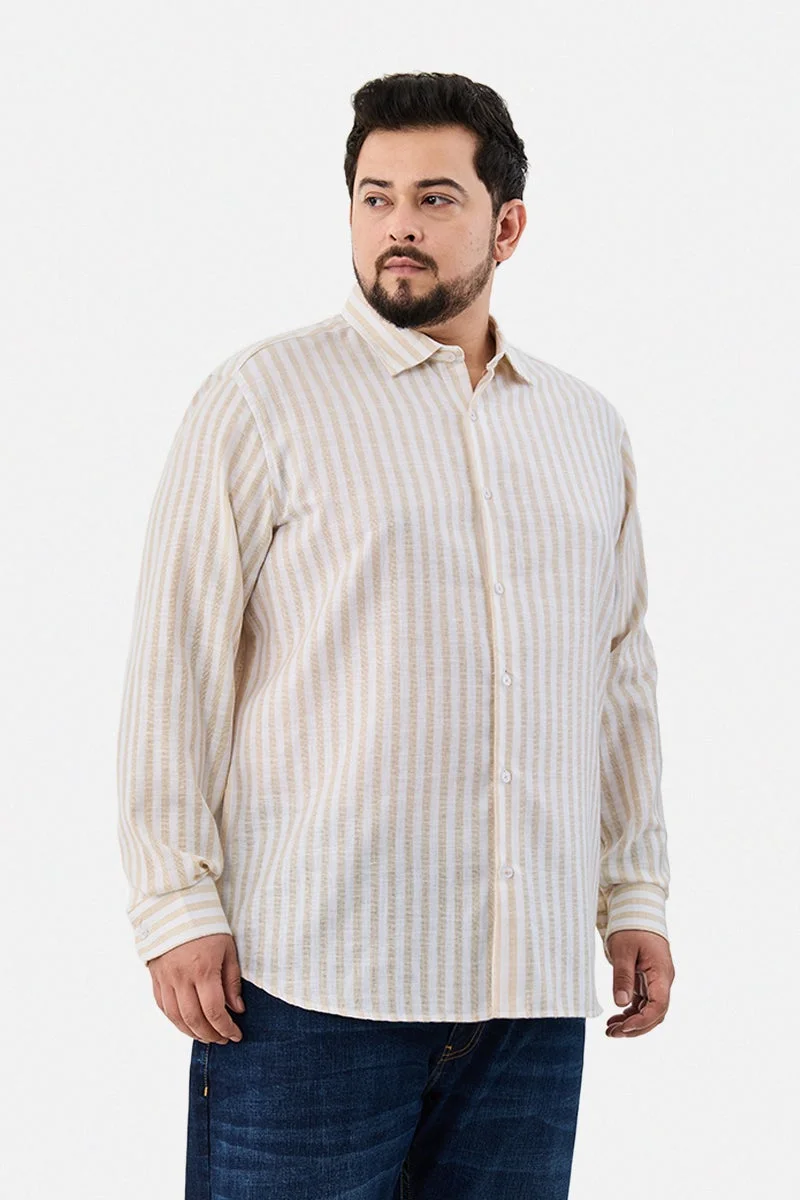 سنيتش Regular Fit Stripes Plus Size Shirt