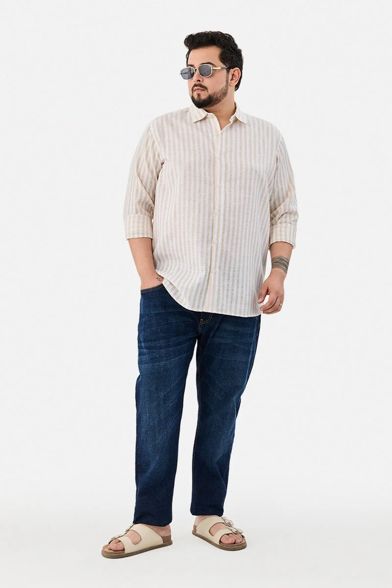 سنيتش Regular Fit Stripes Plus Size Shirt