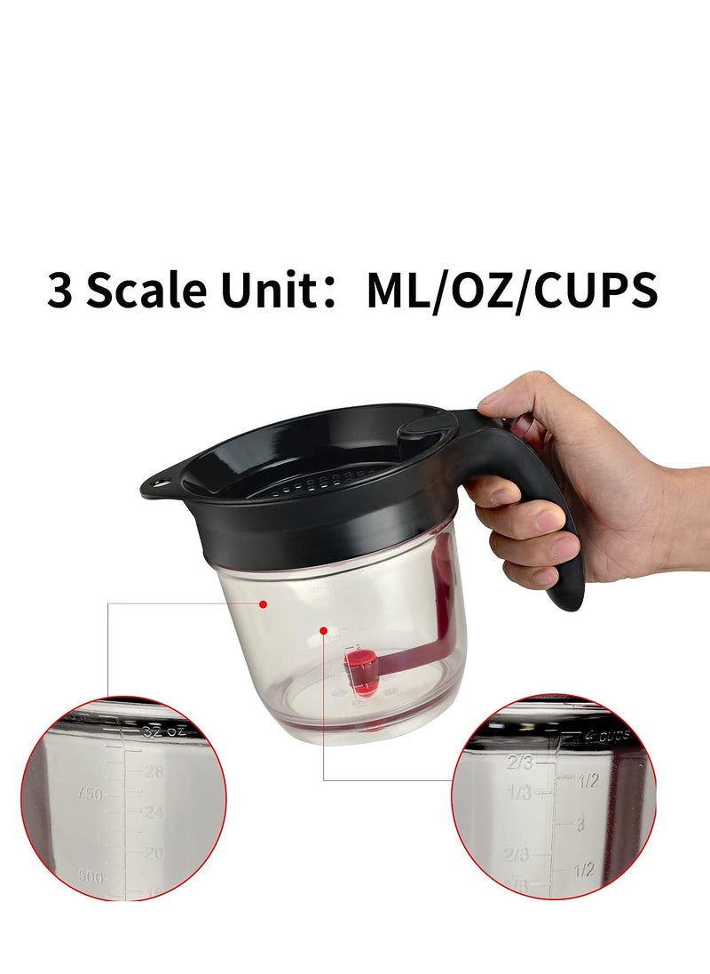 Fat Separator With Bottom Release, 4 Cup Gravy Separator for Cooking with Oil Strainer, Kitchen Gadgets Grease Separator, Oil Separator - Fat Separator with Strainer, Gravy and Fat Seperator
