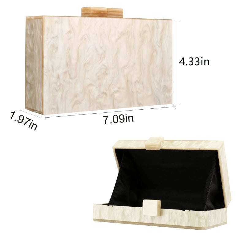 Gets Acrylic Purses and Handbags with Marbling for Women Elegant Banquet Evening Crossbody Handbag Box Clutch (Apricot) - Image 3