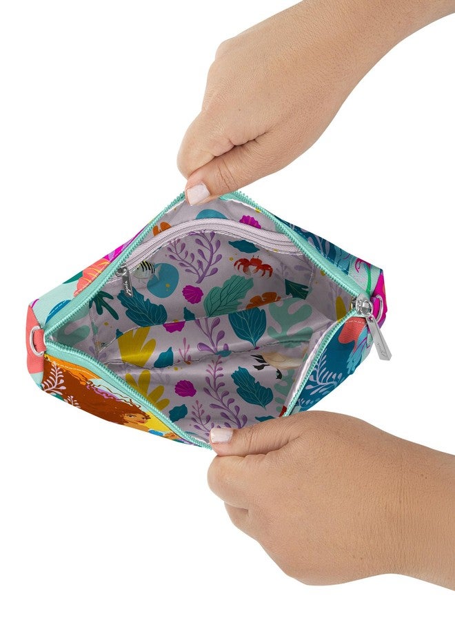 JuJuBe Disney's The Little Mermaid x Be Quick Shoulder Bag Purse, Zippered Travel Clutch or Pouch, Lightweight Baby Bag or Diaper Bag Organizer, Wristlet Strap or Cross Body Strap, Ocean of Dreams - Image 2