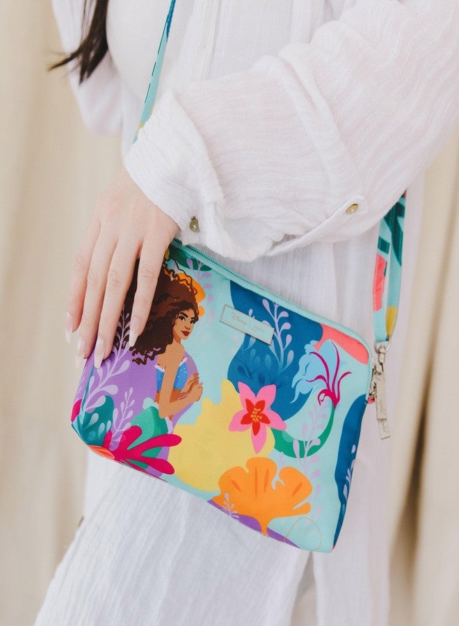 JuJuBe Disney's The Little Mermaid x Be Quick Shoulder Bag Purse, Zippered Travel Clutch or Pouch, Lightweight Baby Bag or Diaper Bag Organizer, Wristlet Strap or Cross Body Strap, Ocean of Dreams - Image 5