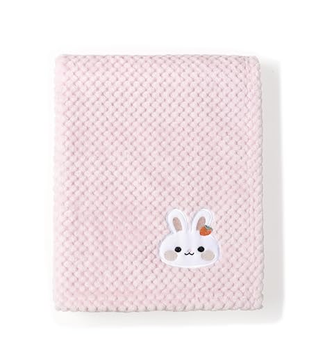 CREVENT 30X40 Cute Cozy Fluffy Warm Baby Blanket for Girls Infants Toddlers Bedding Crib Cot Stroller Baby Shower Birthday Newborns Gift Pink Bunny - Image 1