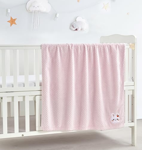 CREVENT 30X40 Cute Cozy Fluffy Warm Baby Blanket for Girls Infants Toddlers Bedding Crib Cot Stroller Baby Shower Birthday Newborns Gift Pink Bunny - Image 3