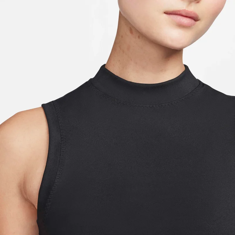 Nike Black Women's One Fitted Dri-FIT Mock-Neck Cropped Tank Top for Women | Best Price UAE