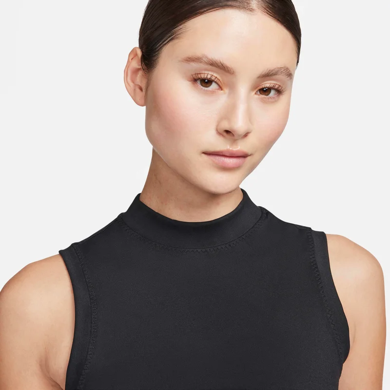Nike Black Women's One Fitted Dri-FIT Mock-Neck Cropped Tank Top for Women | Best Price UAE