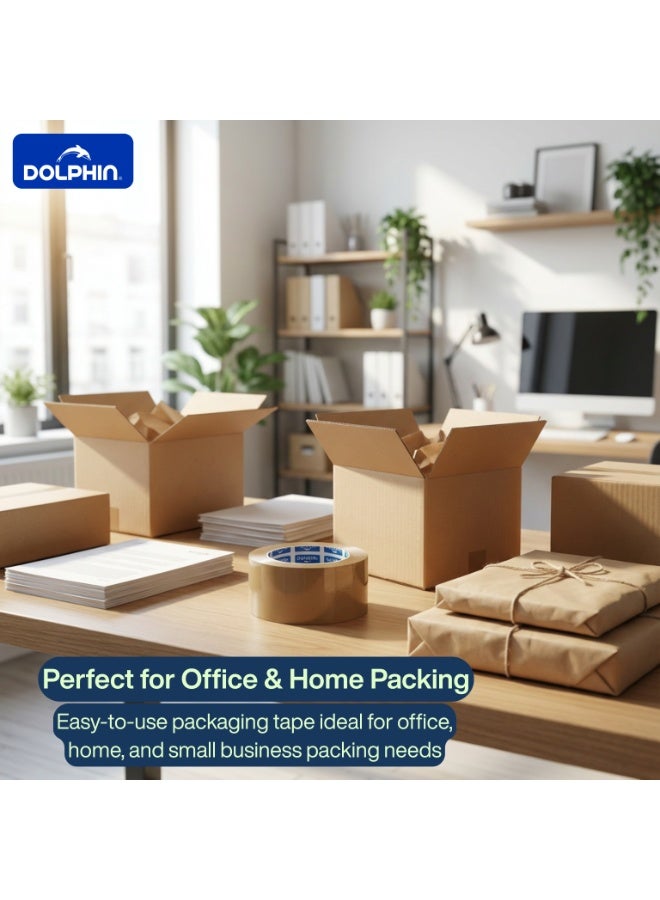 دولفين شريط تغليف بني عالي الجودة من دولفين 48 مم × 50 ياردة – عبوة 6 لفات، سماكة 50 ميكرون ولاصق قوي لإغلاق الكراتين والتعبئة - Image 4