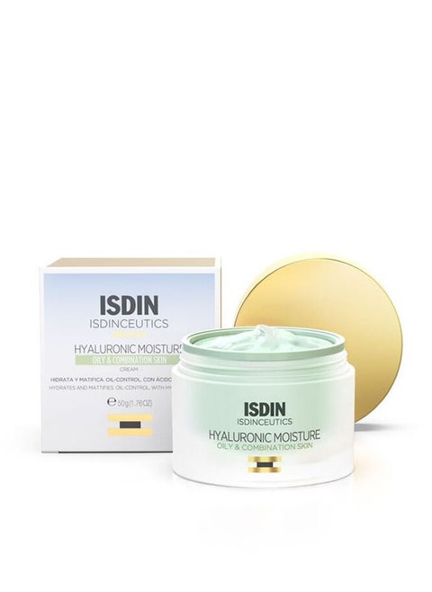 Isdinceutics Hyaluronic Oil Control Moisturizer Lightweight Non Greasy Mattifying Face Cream For Oily and Combination Skin 50g