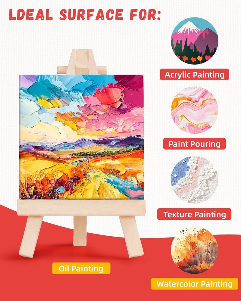 Simetufy 72 Pack 4x4inch Mini Canvas Boards Small Painting Canvas 100% Cotton Primed Acid Free Blank for Oil Paint,Watercolor,Acrylic Paint, Art Projects, Collage Art - Image 4